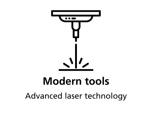 Graphic for modern tools and advanced laser technology.